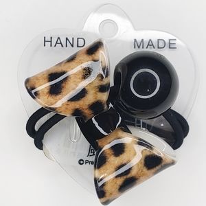 Acrylic Cheetah print ribbon hair ties leopard